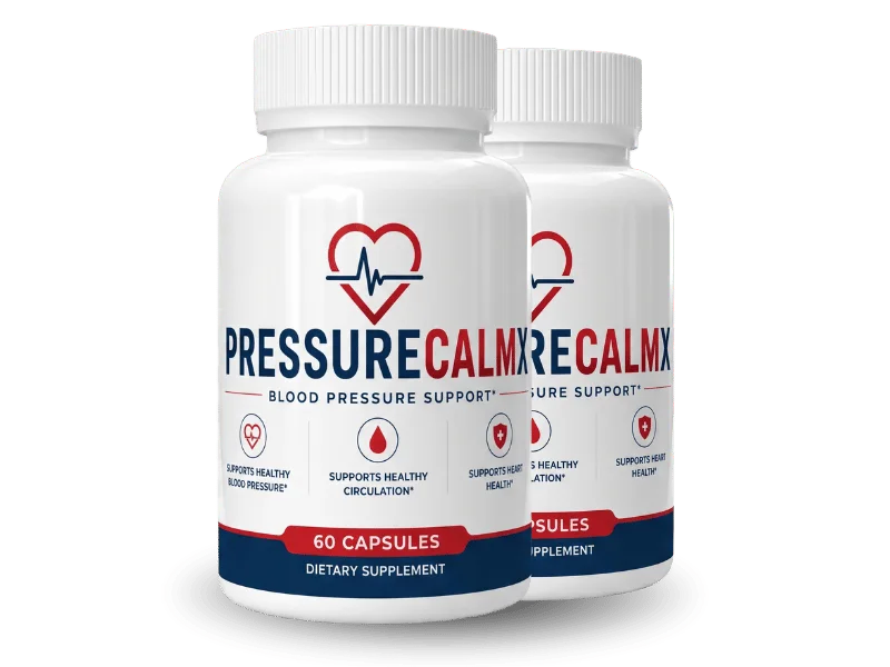 PressureCalm blood pressure support supplement, two bottles of 60 capsules